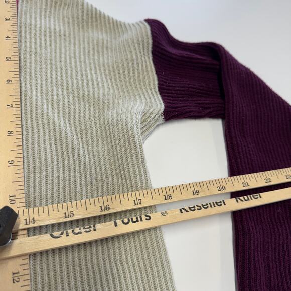 Amicale Sweater Womens Small Pink Colorblock Ribbed Knit Cotton Cashmere - Picture 6 of 6